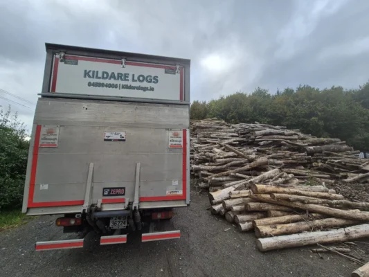 Kildare Logs delivery vehicle at the Calverstown yard